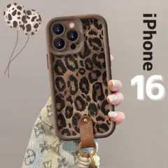 iPhone16 ヒョウ柄　スマホケース ストラップ　ギャル　お洒落 アイフォン