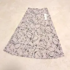 新品未使用　CANOA　フルーツラインアート　プリント　デザイン　ロングスカート