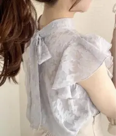GRL 前後2Wayリボンタイジャガードブラウス 新品