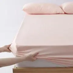 クモリ Kumori ボックスシーツ セミダブル ピンク 洗いざらし