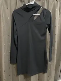 SHEIN ブラック アシンメトリック長袖ワンピース M