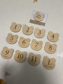 【美品】クマ型　木製マンスリーカード 13枚セット