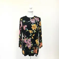 美品 LEONARD レオナール カンカン 美しい花柄 二層 チュニック
