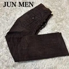 JUN MEN ダークブラウン パンツ　フロッキー加工