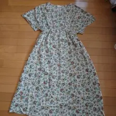 earthmusic＆ecologyフラワープリント ロングワンピース 半袖