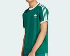 【新品タグ付き】adidas グリーン Tシャツ ストライプ