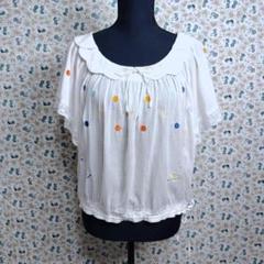 シェリーラファム☆フランシュリッペ　ブラウス　半袖　シアー　刺繍　レース　白系