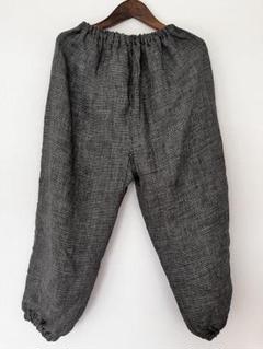 美品 中川政七商店 リネン麻千鳥のもんぺパンツ チェック 黒白 Lサイズ tumugu - 希少 中川政七商店✨コットン 裏地和晒ガーゼ 千鳥格子