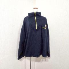 トミーヒルフィガー　ハーフジップ裏フリースプルオーバー（XL）ピンストライプ