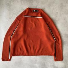 パリコレクション 90s ラインニット テック系 短丈 Y2K オレンジ アクリルニット トップス