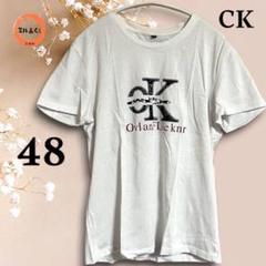 カルバンクライン　メンズ　半袖ロゴTシャツ　白系　48