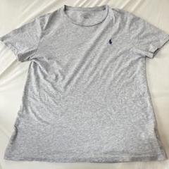 グレー ポロ刺繍 半袖Tシャツ　ラルフローレン　ネイビー　Ralph リンガー