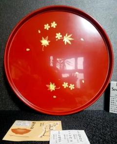 輪島塗天然木造のくろめ漆刷毛塗り木地師塗師蒔絵師合作金蒔絵盆