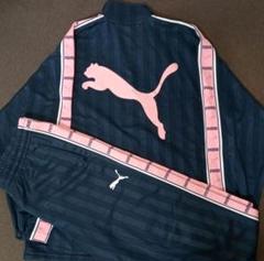 廃盤 PUMAジャージ 上下セット ロゴ プーマ S-M ピンク×ネイビー