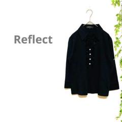 【Reflect】ブラウス　ストレッチ　フリル　ビジュー　おしゃれ　黒　女っぽ