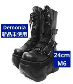 新品未使用⭐️ Demoniaデモニア 厚底 ブーツ24cm黒M6 厚底スニーカー 厚底ショートブーツ DEMONIA by Pleaser