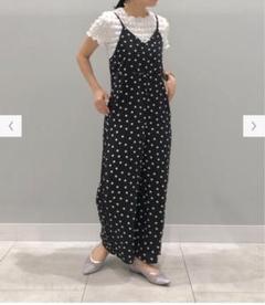 GU キッズGIRLSサロペットパンツ ブラック ドット柄150㎝
