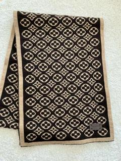ルイヴィトン マフラー カシミヤ混 ダミエ柄 ロゴ刺繍 濃紺 LOUIS VUITTON】ルイ・ヴィトン エシャルプ ロゴマニア シャイン