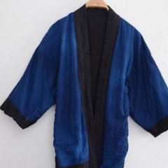 野良着 藍染 木綿 着物 古布 縞模様 ジャパンヴィンテージ リメイク素材のサムネイル