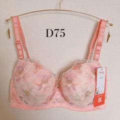 D75 ブラショーツセット 下着 ピンク 刺繍 花柄 レース 清楚