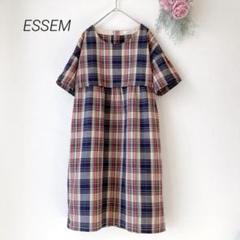 半袖 ワンピース エシーム ESSEM ワンピース チェック柄 ゆったり