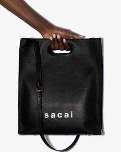 【未使用 タグ付き】sacai 2way カウハイドレザー トートバッグ sacai(サカイ) New Shopper Bag Small2WAYバッグ ブラック