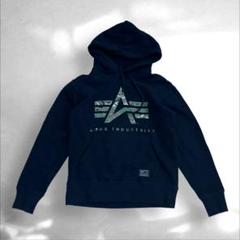 S-296 Alpha Industries アルファ 迷彩ロゴ パーカー S