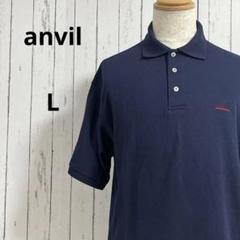anvil☆半袖　ポロシャツ　ロゴ刺繍　スウェット　トップス　L　夏　メンズ