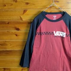 VANS　バンズ　七分袖　カットソー　Tシャツ　ラグラン袖　赤　黒　L　Y2K