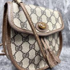 ✨美品✨GUCCI GG ショルダーバッグ ロゴ ベージュ レザー フリンジ