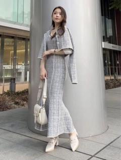 rienda ツイードワンピandジャケット rienda マーメイドツイードknit op ワンピース ジャケット