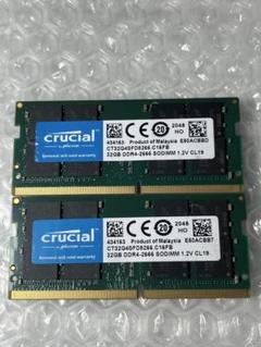 crucial 32GB×2枚　64GB DDR4-2666 メモリー