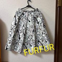 FURFUR 幾何学模様 フレアスカート ひざ丈 グリーン