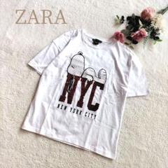 【ザラ】レディース スヌーピー NYC Tシャツ ホワイト サイズSのサムネイル