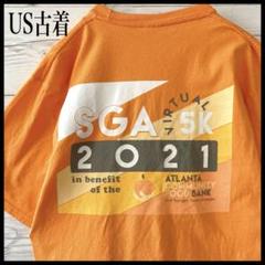 US古着 Tシャツ 背面ビッグロゴ ワンポイントロゴ オレンジ 771