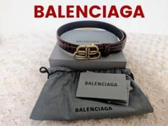 やまひ 新品同様！バレンシアガ BBロゴベルト カーフクロコ型押し BALENCIAGA 新品同様/ バレンシアガ 674171 BBバックル クロコ型