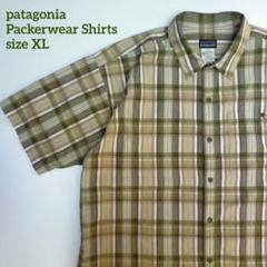 patagonia 2013ss チェックシャツ　ワッフル生地　グリーン　半袖 好配色】patagoniaパッカーウェア 半袖チェックシャツ グリーン