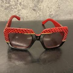GUCCI スクエア型サングラス レッド/ブラック グッチ 美品