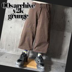 パンツ 2000's wide buggy jorts tuck y2k archive 2000's archive grunge buggy denim y2k パンツ - パンツ