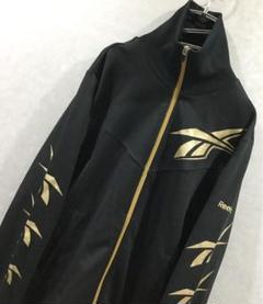 Reebok ビッグロゴ 袖ロゴ トラックジャケット ジャージ 黒金 S