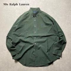 90s RalphLauren BLAKEボタンダウンチェックシャツ長袖グリーン