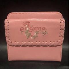 未使用＊ANNA SUI ピンク刺繍レザー二つ折り財布のサムネイル