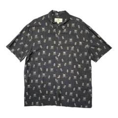 古着 アイランドショアーズ レーヨン アロハシャツ ハワイアンシャツ ブラック
