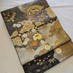 【専用】ブラックダイヤ 螺鈿細工 藤本隆士 西陣織 袋帯 金彩 パール箔 和遊館 OFK1584 仕立付 西陣織 藤本隆士 螺鈿 ブラックダイヤ