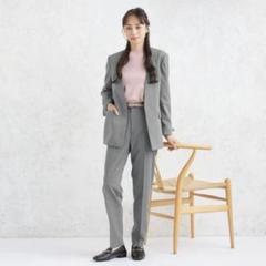 新品アオキ⭐️ 0ggiコラボ ノーカラージャケット ワイドパンツ スーツ 特価】【WEB限定価格】Oggiコラボ 2WAYストレッチ ノーカラー