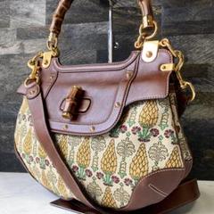 希少美品 GUCCI バンブー ハンドバッグ ショルダー 2WAY トロピカル
