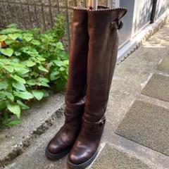 ブッテロフリンジブーツグレージュ35 1/2 イタリア
