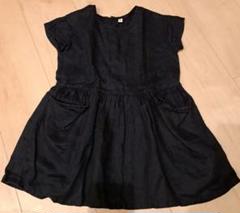 無印良品　麻100%　濃紺 半袖 ワンピース 100cm