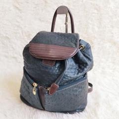 美品✨オーストリッチ　リュック　エキゾチックレザー　ブラック　バックパック