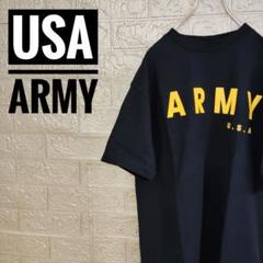 メキシコ製USA ARMYアメリカ軍　ビッグロゴ美品古着Tシャツ紺M